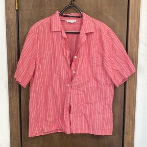 Pink Striped Womens Button Up Blouse